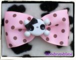 Haarspange Skull Bow polka dots rosa/braun